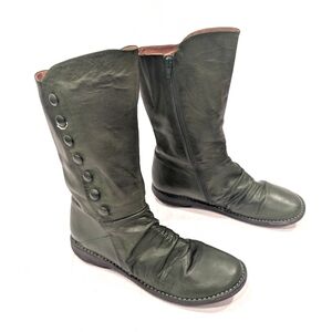 MIZ MOOZ Petrillo Women's Dark Green Leather Mid Calf Button Boots Size 42